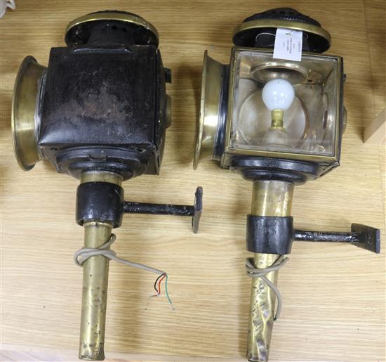 A pair of Victorian coach lamps